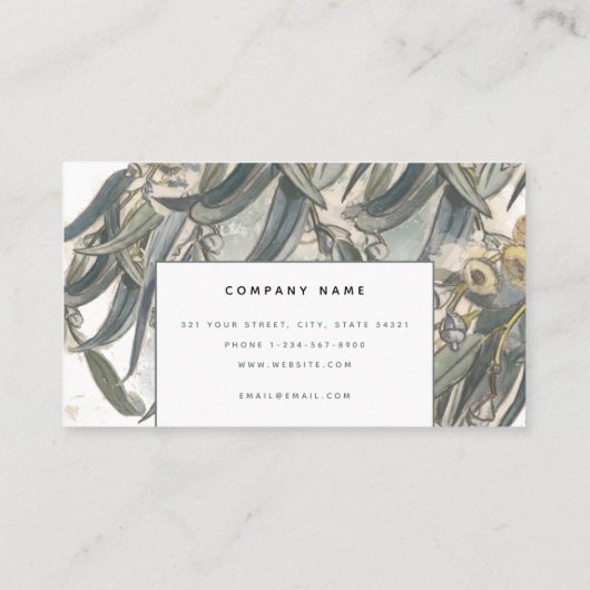 Waterverf Eucalyptus Leaves Greenery Visitekaartje (Achterkant)