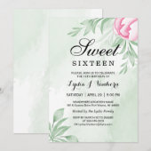 Waterverf Eucalyptus Leaves Sweet 16 Birthday Kaart (Voorkant / Achterkant)