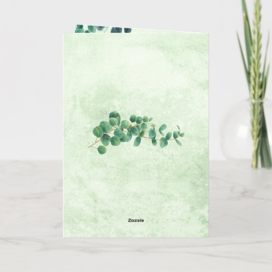 Waterverf Eucalyptus Leaves Wedding Program Kaart (Achterkant)