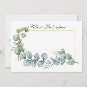 Waterverf Eucalyptus leest groen goud Notitiekaartje
