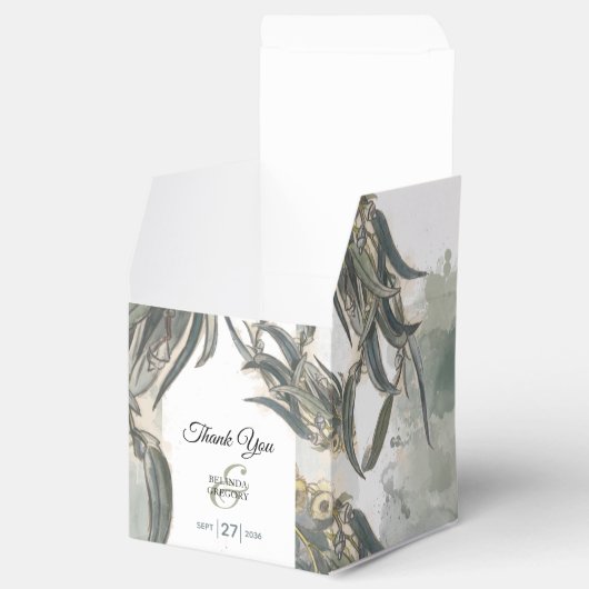 Waterverf Eucalyptus leveert groen huwelijk Bedankdoosjes (Geopend)