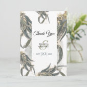 Waterverf Eucalyptus leveert groen huwelijk Bedankkaart (Staand voorkant)