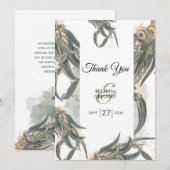 Waterverf Eucalyptus leveert groen huwelijk Bedankkaart (Voorkant / Achterkant)