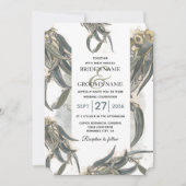 Waterverf Eucalyptus leveert groen huwelijk Kaart (Voorkant)