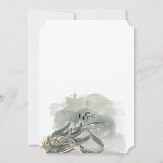 Waterverf Eucalyptus leveert groen huwelijk Kaart (Achterkant)