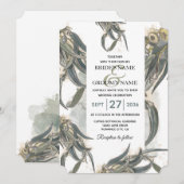 Waterverf Eucalyptus leveert groen huwelijk Kaart (Voorkant / Achterkant)