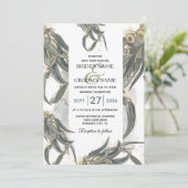 Waterverf Eucalyptus leveert groen huwelijk Kaart (Staand voorkant)