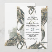 Waterverf Eucalyptus leveert groen huwelijk Kaart (Voorkant / Achterkant)