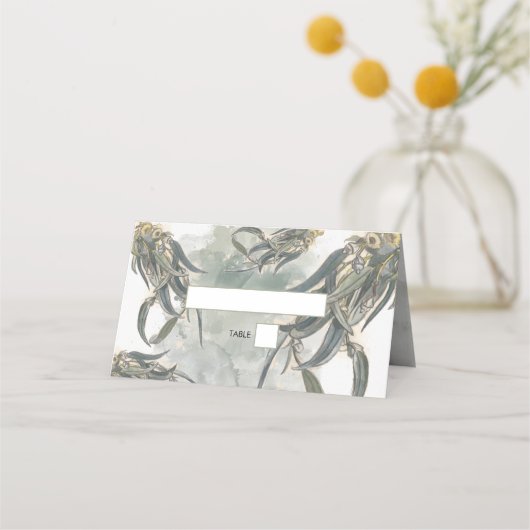 Waterverf Eucalyptus leveert groen huwelijk Plaatskaartje (Voorkant)