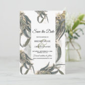 Waterverf Eucalyptus leveert groen huwelijk Save The Date (Staand voorkant)