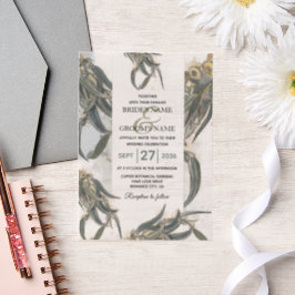 Waterverf Eucalyptus leveert groen huwelijk Vellum Uitnodigingen