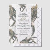 Waterverf Eucalyptus leveert groen huwelijk Vellum Uitnodigingen (Offset (Uitnodiging))