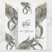 Waterverf Eucalyptus leveert groen huwelijk Wijn Etiket (Enkel label)