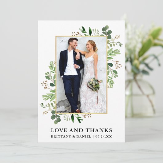 Waterverf Eucalyptus liefde en Bedankt bruiloft (Staand voorkant)