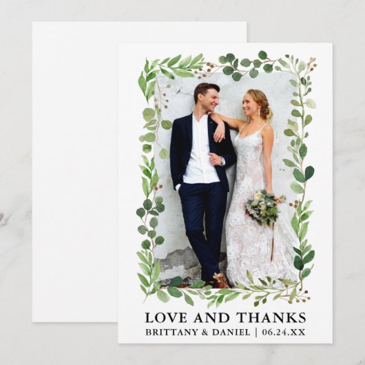 Waterverf Eucalyptus liefde en Bedankt bruiloft (Voorkant / Achterkant)