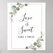 waterverf eucalyptus Liefde is zoet bord Poster (Voorkant)