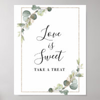 waterverf eucalyptus Liefde is zoet bord