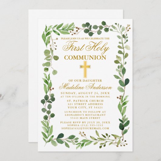 Waterverf Eucalyptus Lijst Eerste Communauteit Gou Kaart (Voorkant / Achterkant)