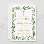 Waterverf Eucalyptus Lijst Gold Baptisme Foto Kaart (Voorkant)