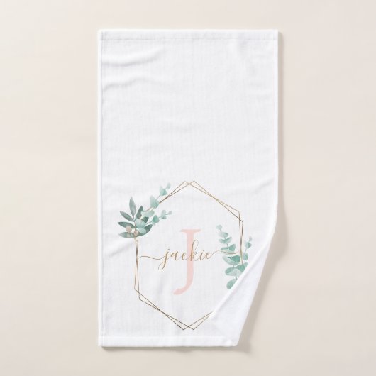 Waterverf Eucalyptus Lijst Monogram Bad Handdoek (Handdoek)