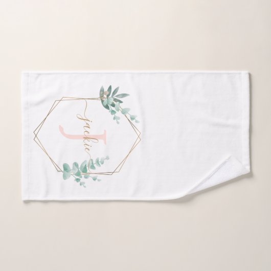 Waterverf Eucalyptus Lijst Monogram Bad Handdoek (Handdoek)