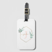 Waterverf Eucalyptus Lijst Monogram Bagagelabel (Voorkant (verticaal))