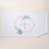 Waterverf Eucalyptus Lijst Monogram Strandlaken (Voorkant)