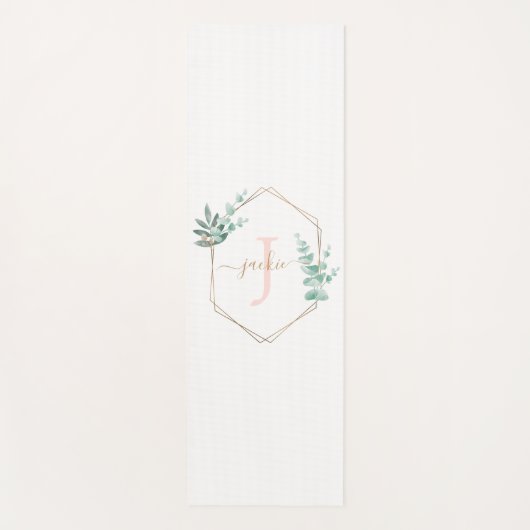 Waterverf Eucalyptus Lijst Monogram Yogamat (Voorkant)