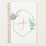 Waterverf Eucalyptus Lijst Monogrammen Planner<br><div class="desc">Waterverf Eucalyptus Lijst Monogrammed-ontwerp perfect voor baby showers, vrijgezellenfeesten, bruiloften, afstuderen, verjaardagen, quinceaneras, zoete zestienfestiviteiten en nog veel meer!</div>