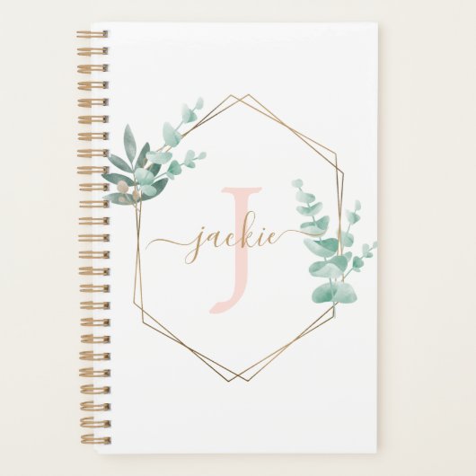 Waterverf Eucalyptus Lijst Monogrammen Planner (Voorkant)