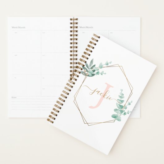 Waterverf Eucalyptus Lijst Monogrammen Planner (Display)
