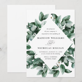 Waterverf Eucalyptus | Lijst Trouwdag Kaart