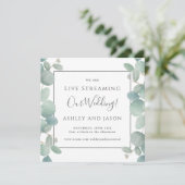 Waterverf Eucalyptus Live Streaming Bruiloft Kaart (Staand voorkant)
