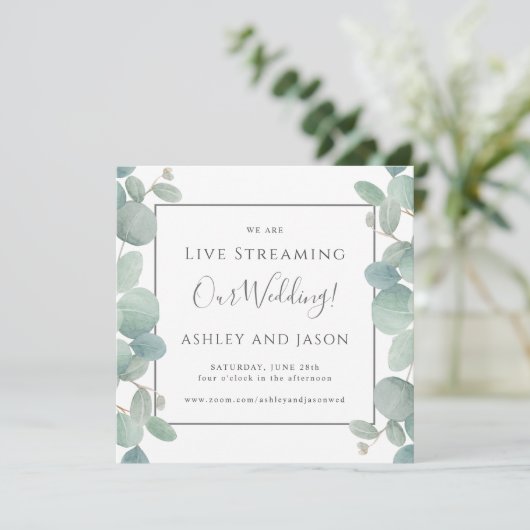 Waterverf Eucalyptus Live Streaming Bruiloft Kaart (Staand voorkant)