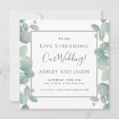 Waterverf Eucalyptus Live Streaming Bruiloft Kaart (Voorkant)