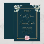 Waterverf Eucalyptus loof roze bloemenbruiloft Kaart (Voorkant / Achterkant)