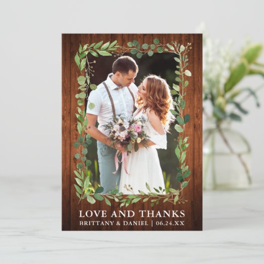 Waterverf Eucalyptus Love Bedankt Huwelijkshout (Staand voorkant)