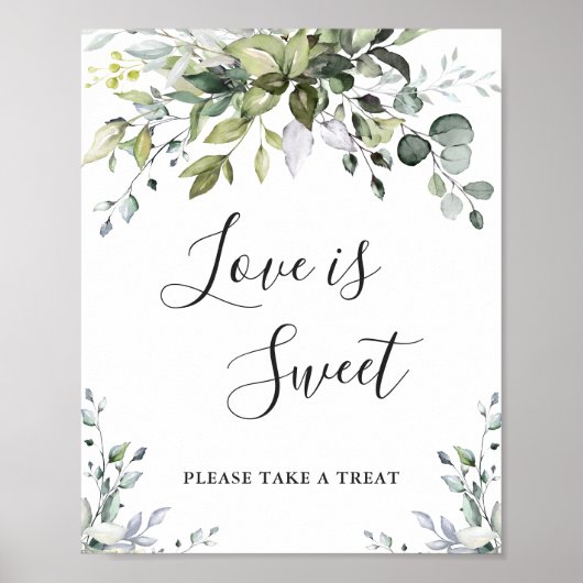 Waterverf Eucalyptus Love is Sweet Weddenschap Poster (Voorkant)