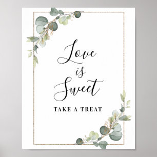 waterverf eucalyptus Love is zoet teken Poster