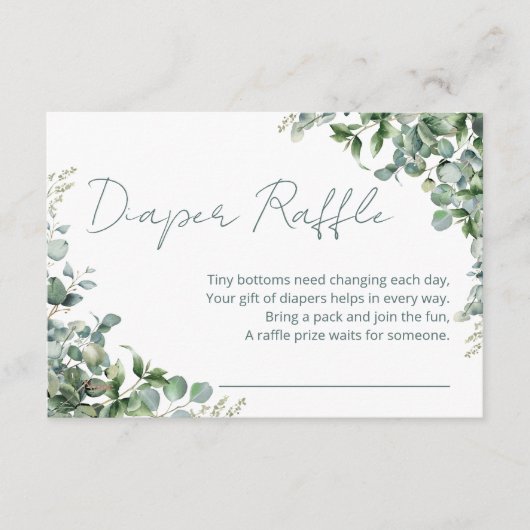 Waterverf Eucalyptus Luier Raffle Kaart | Groener (Voorkant)