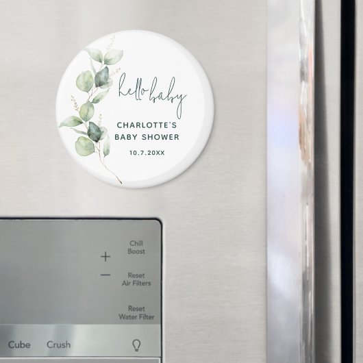 Waterverf Eucalyptus Minimal Script Baby shower Magneet (Insitu (Koelkast))