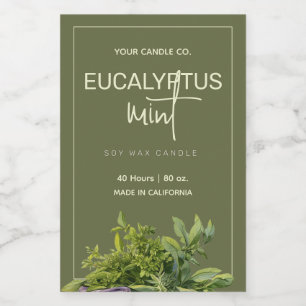 Waterverf Eucalyptus + Mint Bloemkaarslabel Voedselcontainer Etiket
