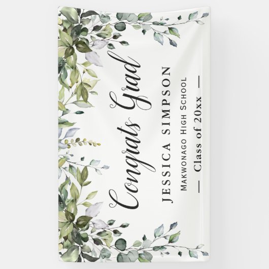 Waterverf Eucalyptus Modern Afstuderen Afstuderen Spandoek (Verticaal)