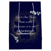 Waterverf Eucalyptus Modern Feliz Navidad Glitter Medium Cadeauzakje (Achterkant)