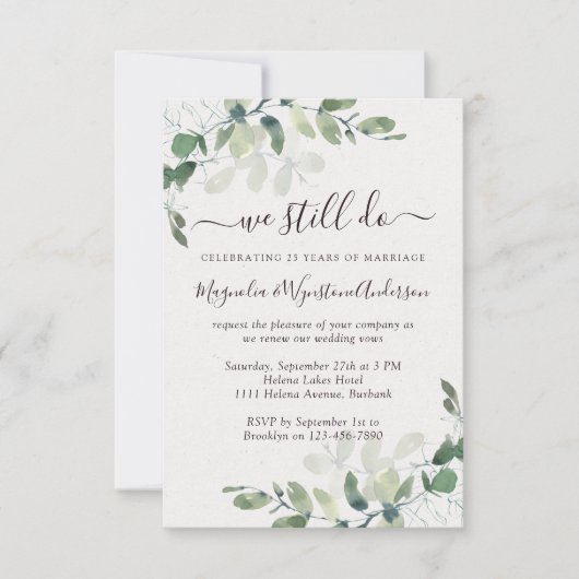 Waterverf Eucalyptus Modern Vow Renewal Kaart (Voorkant)