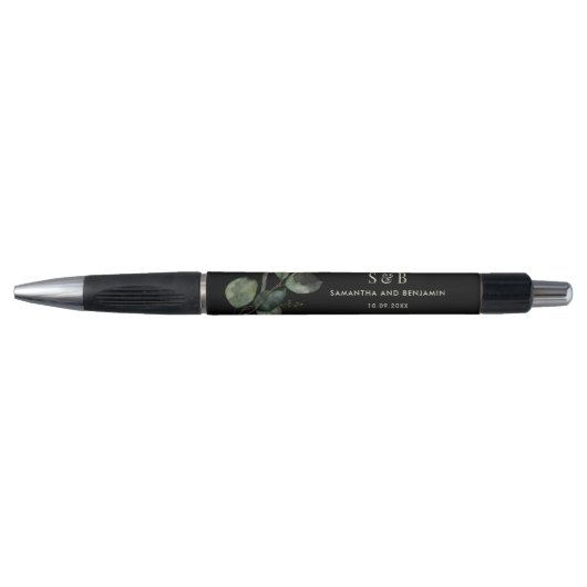 Waterverf Eucalyptus Monogram Bruiloft Favorieten Pen (Voorkant)