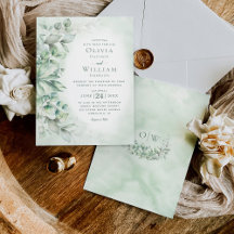 Waterverf Eucalyptus Monogram Sage Green Wedding