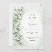 Waterverf Eucalyptus Monogram Sage Green Wedding Kaart (Voorkant)