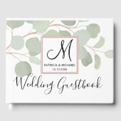 Waterverf Eucalyptus Monogrammed Wedding Gastenboek (Voorkant)