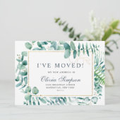 Waterverf Eucalyptus Moving Announcards Aankondiging (Staand voorkant)